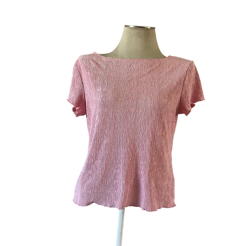Y2K 2000s Pink Plisse Textured Top Wmns Sz M Cottagecore Fairycore Romantic